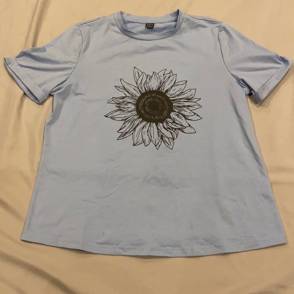 SHEIN Blue Sunflower T-Shirt